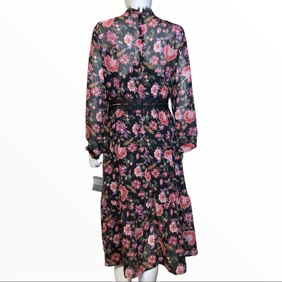 Nine West black chiffon printed midi dress… - Picture 6 of 7